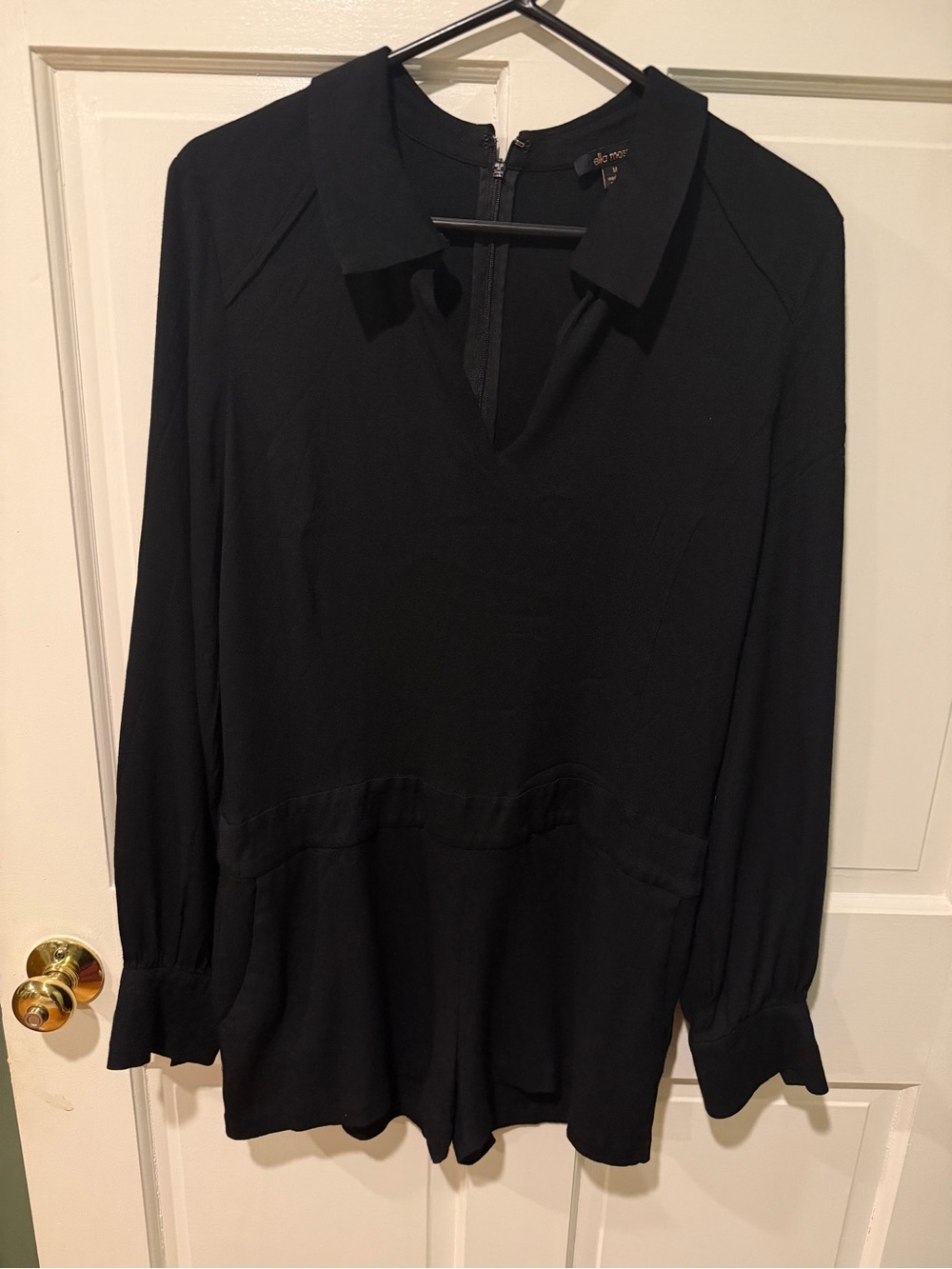 Ella Moss Black Long-Sleeve Collared Tunic